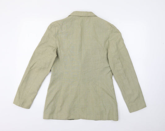 Preworn Womens Green  Polyester Jacket Blazer Size 12