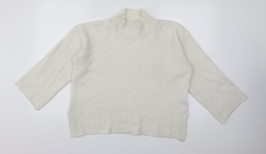 Topshop Womens White High Neck  Acrylic Pullover Jumper Size S