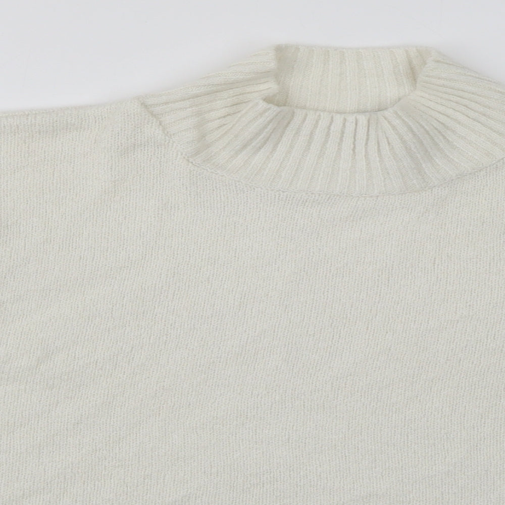 Topshop Womens White High Neck  Acrylic Pullover Jumper Size S