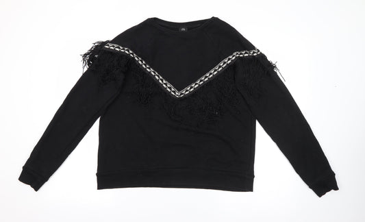 River Island Womens Black Crew Neck  Cotton Pullover Jumper Size S