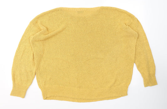 Gallery Womens Yellow Round Neck  Cotton Pullover Jumper Size L