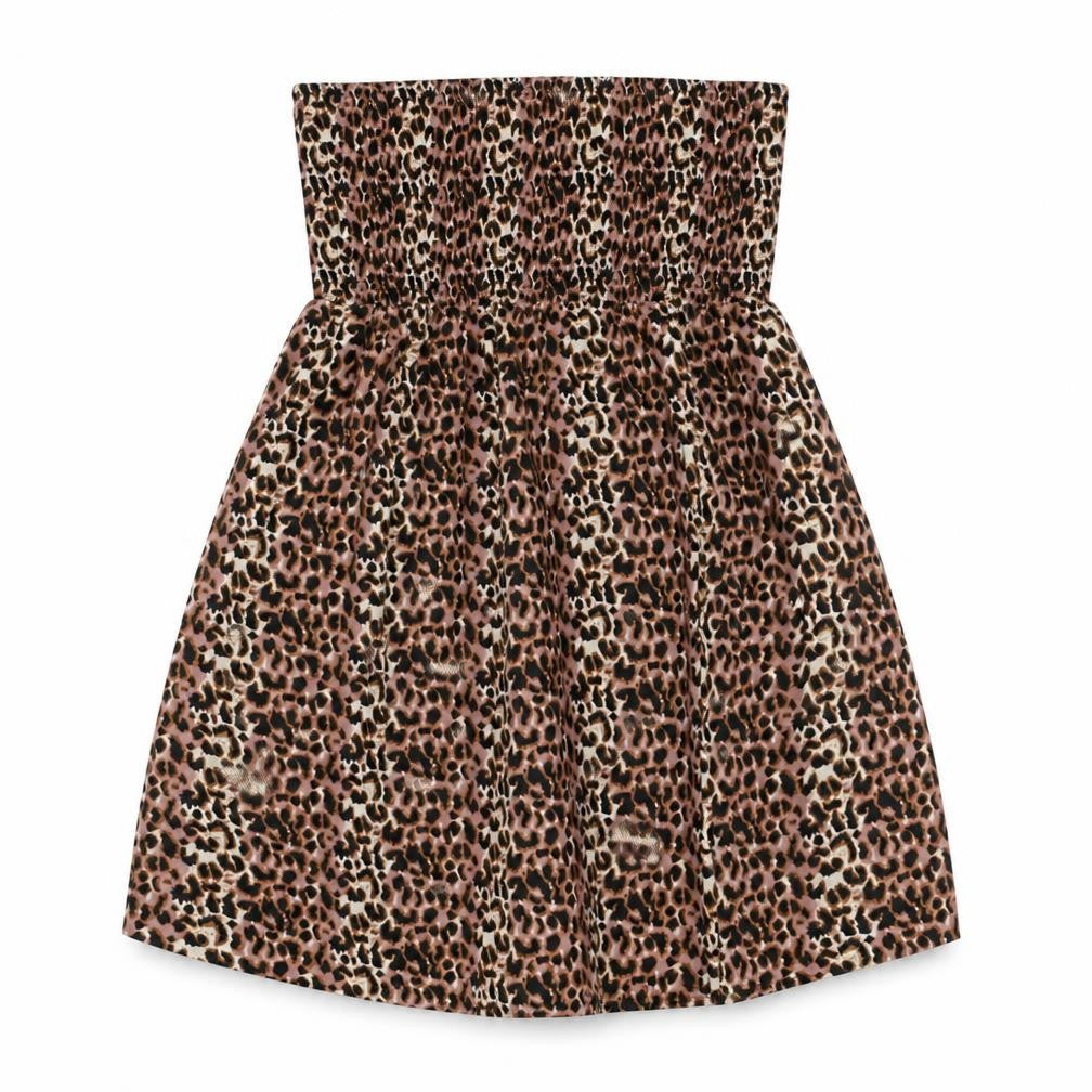 Ocean Club Womens Beige Animal Print Polyester Fit & Flare  Size 10  Off the Shoulder Pullover - Beach dress