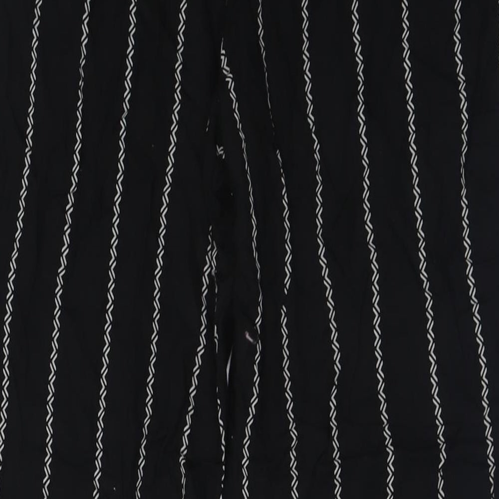 H&M Womens Black Striped Viscose Trousers  Size 10 L26 in Regular