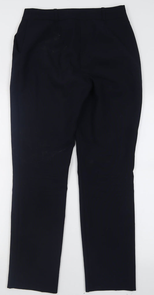 Dunnes Stores Womens Blue  Polyester Trousers  Size 8 L28 in Regular Hook & Eye