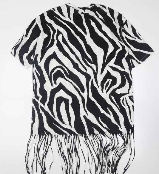 monkl Womens White Animal Print Cotton T-Shirt Dress  Size S  Crew Neck Pullover