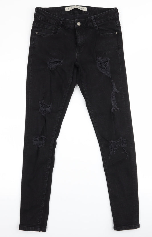 Denim & Co. Womens Black  Cotton Skinny Jeans Size 10 L29 in Slim Zip