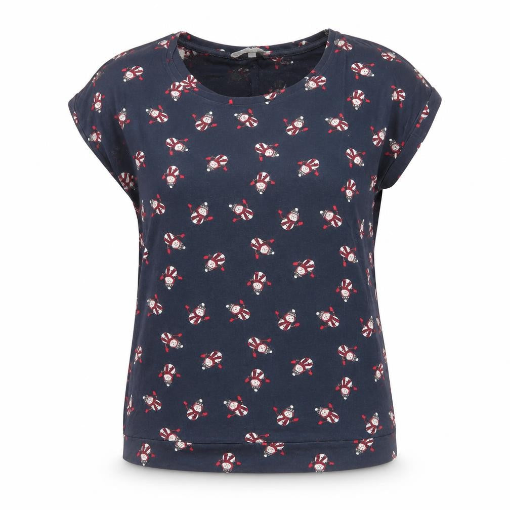 Red Herring Womens Blue  Cotton Jersey T-Shirt Size 12 Round Neck - Snowman