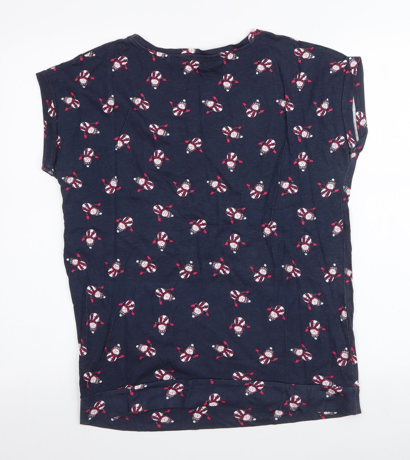 Red Herring Womens Blue  Cotton Jersey T-Shirt Size 12 Round Neck - Snowman