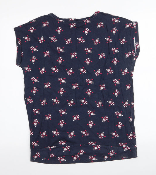 Red Herring Womens Blue  Cotton Jersey T-Shirt Size 12 Round Neck - Snowman