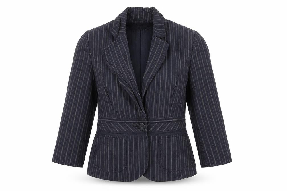 Next Womens Blue Striped  Jacket Blazer Size 10  Button
