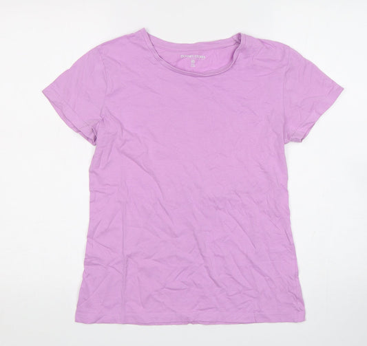 Dunnes Stores Womens Pink  Cotton Basic T-Shirt Size 6 Round Neck