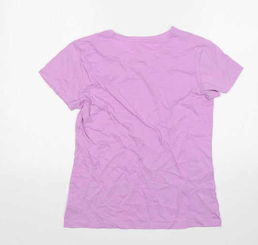 Dunnes Stores Womens Pink  Cotton Basic T-Shirt Size 6 Round Neck