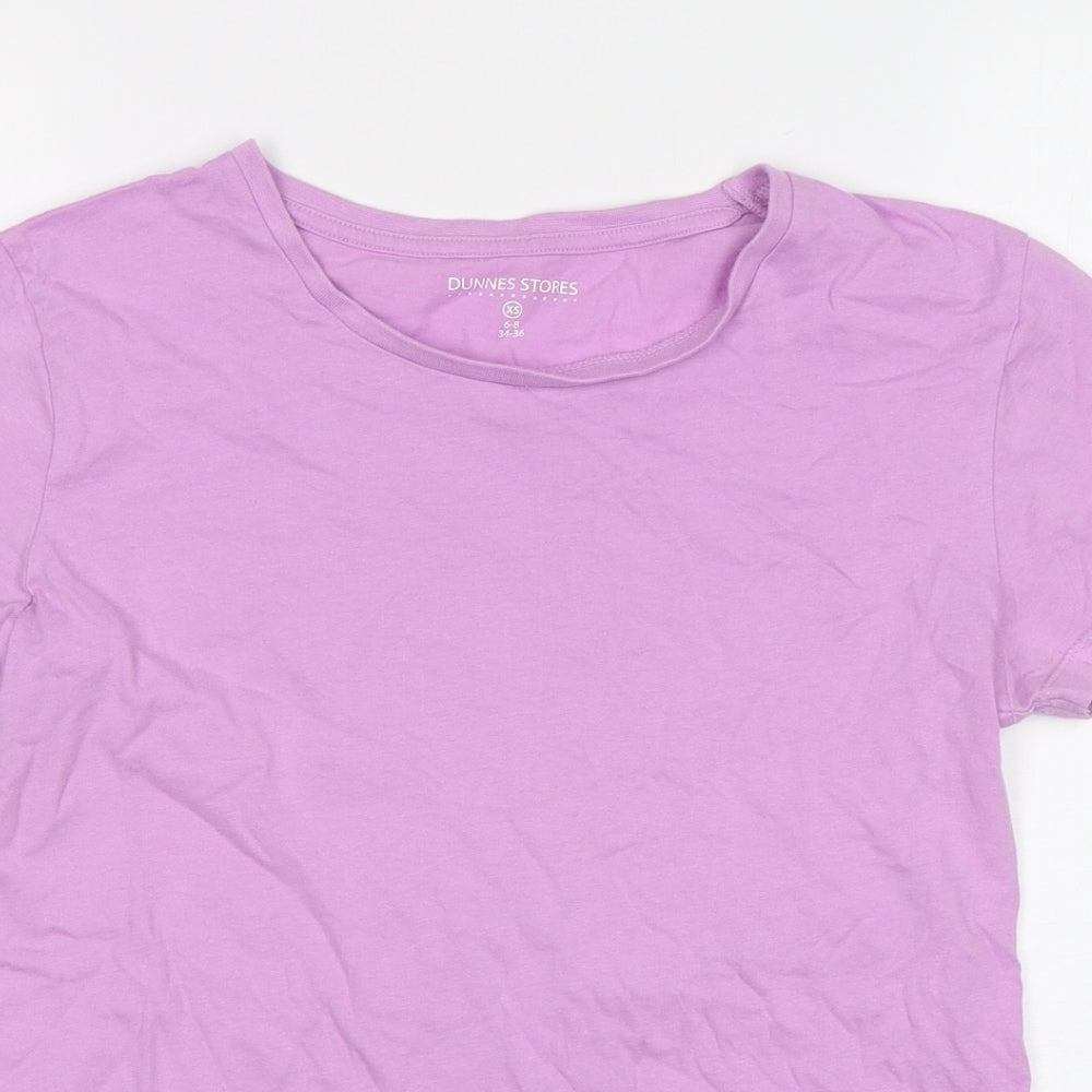 Dunnes Stores Womens Pink  Cotton Basic T-Shirt Size 6 Round Neck