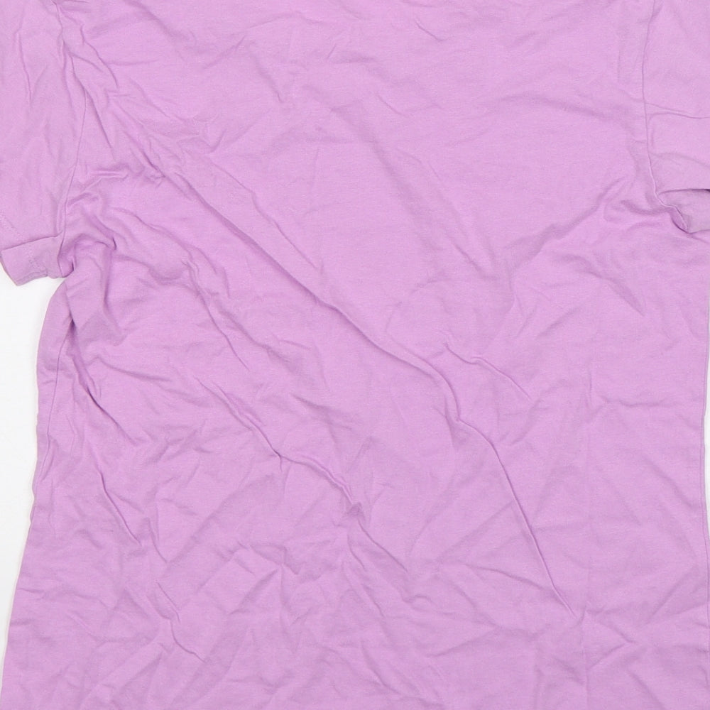 Dunnes Stores Womens Pink  Cotton Basic T-Shirt Size 6 Round Neck