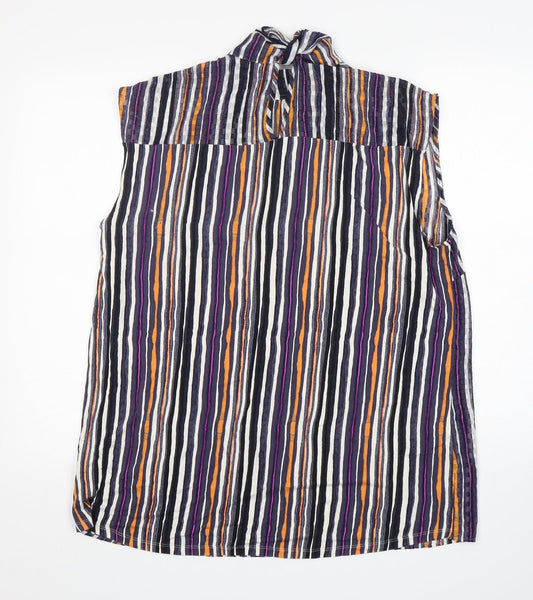 NEXT Womens Multicoloured Striped Polyester Basic Blouse Size 18 High Neck