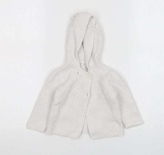 Primark Girls White  Cotton Cardigan Jumper Size 6-9 Months  Button