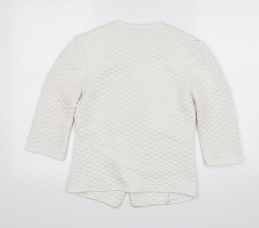 Exhibit Womens White V-Neck  Polyester Cardigan Jumper Size 8