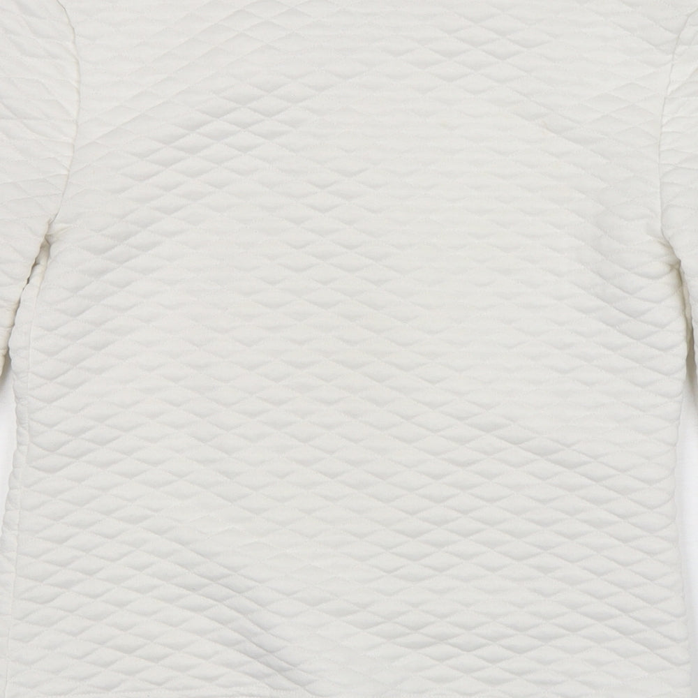 Exhibit Womens White V-Neck  Polyester Cardigan Jumper Size 8