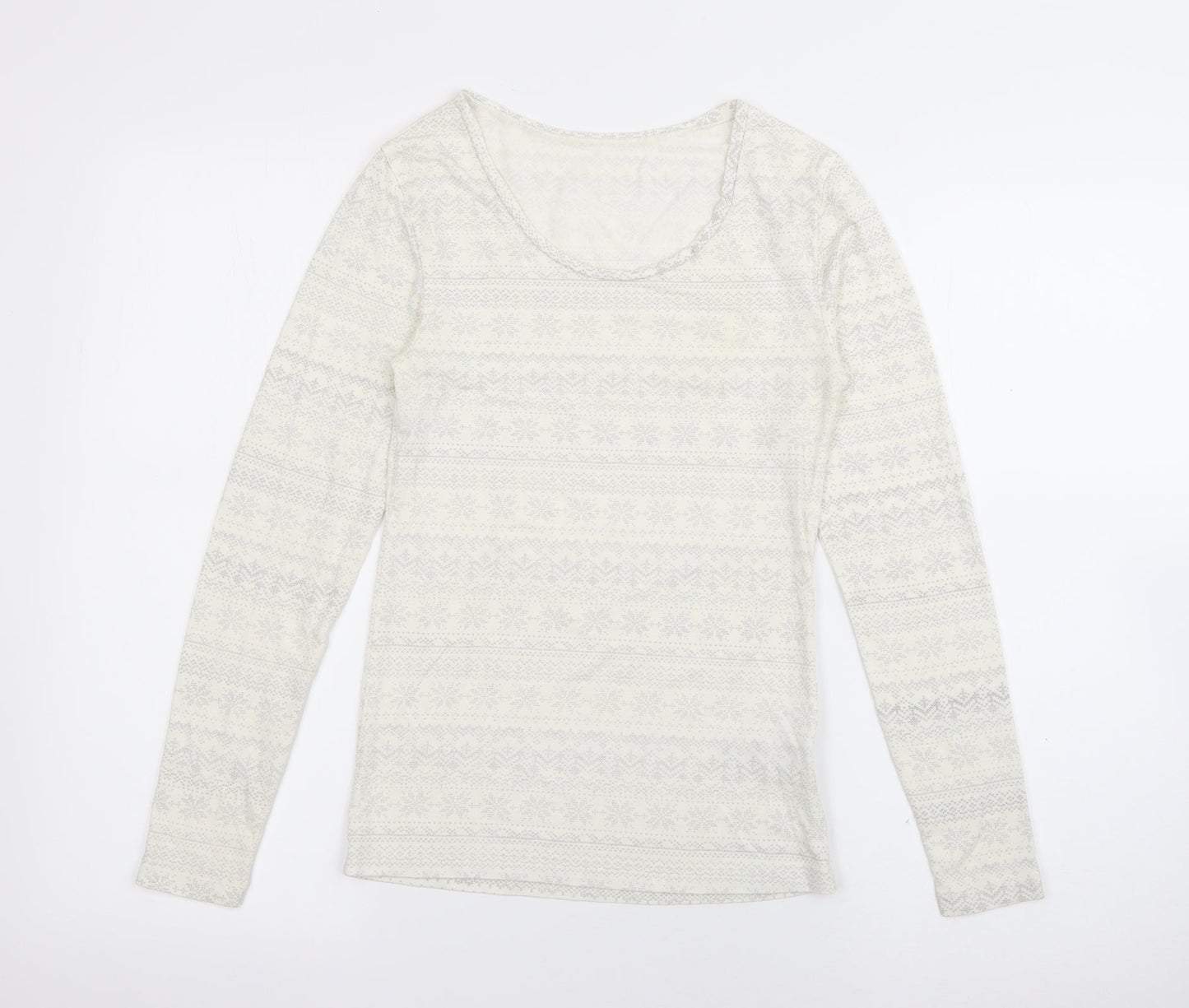 Marks and Spencer Womens White Scoop Neck  Acrylic Pullover Jumper Size 12