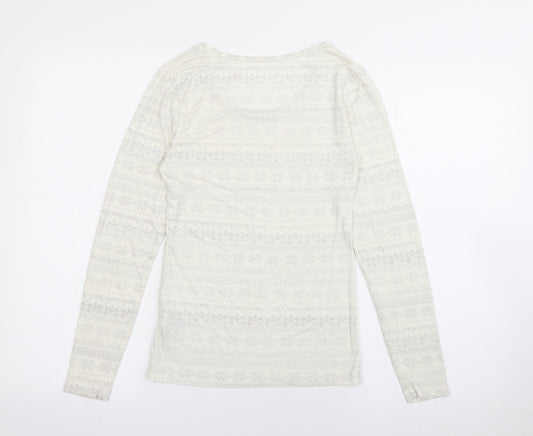 Marks and Spencer Womens White Scoop Neck  Acrylic Pullover Jumper Size 12