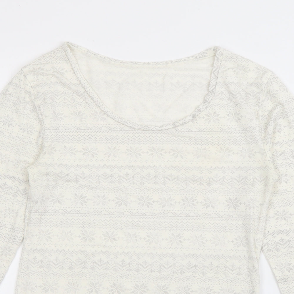Marks and Spencer Womens White Scoop Neck  Acrylic Pullover Jumper Size 12