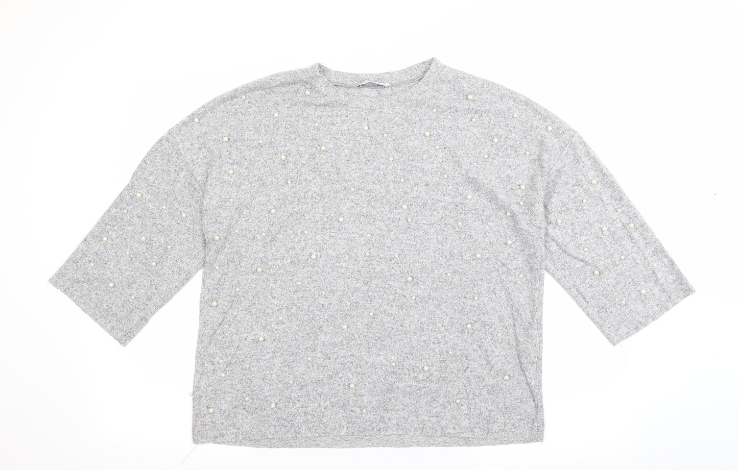 Zara Womens Green Crew Neck  Viscose Pullover Jumper Size M