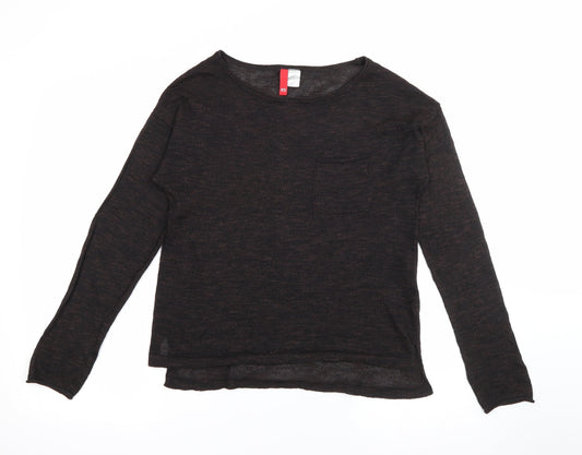 H&M Womens Brown Scoop Neck  Polyacrylate Fibre Pullover Jumper Size XS