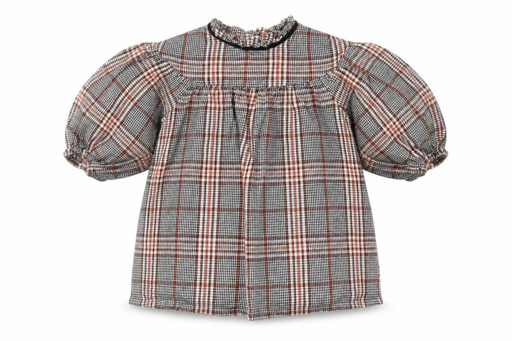 NEXT Baby Grey Plaid Cotton Tunic Blouse Size 18-24 Months Collared Button