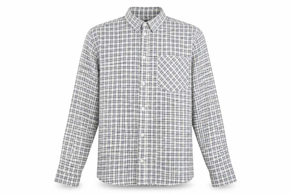 boohooMAN Mens Grey Plaid Cotton Button-Up Size M Collared Button