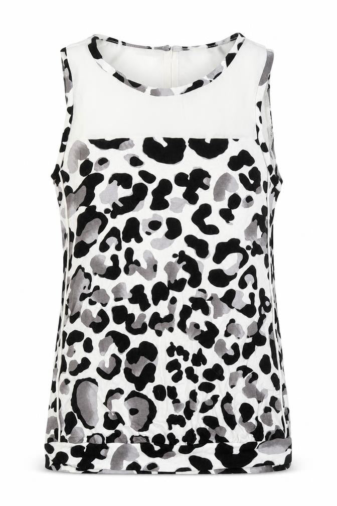 NEXT Womens Ivory Animal Print Viscose Basic Polo Size 6 Round Neck