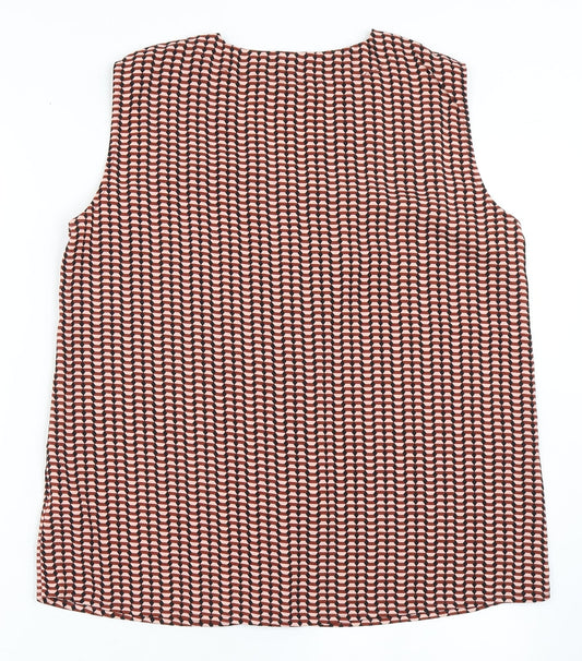 VERO MODA Womens Multicoloured Geometric Polyester Basic Blouse Size M V-Neck