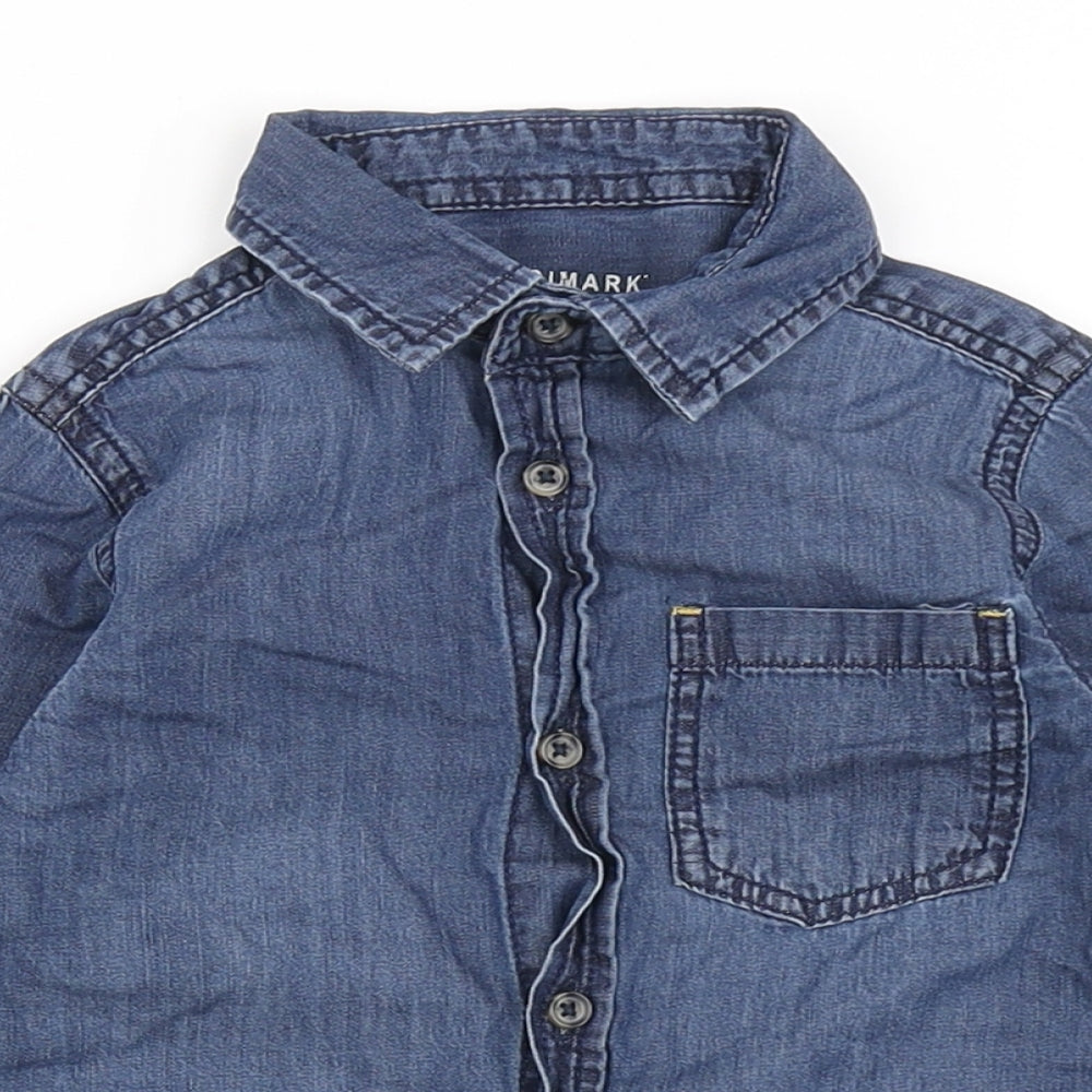 Primark Boys Blue  100% Cotton Basic Button-Up Size 24 Months Collared Button