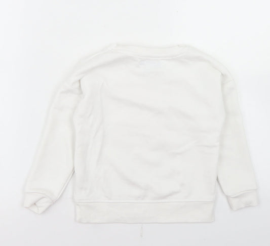 Primark Girls White  Cotton Pullover Sweatshirt Size 4-5 Years   - Dream Shine Smile