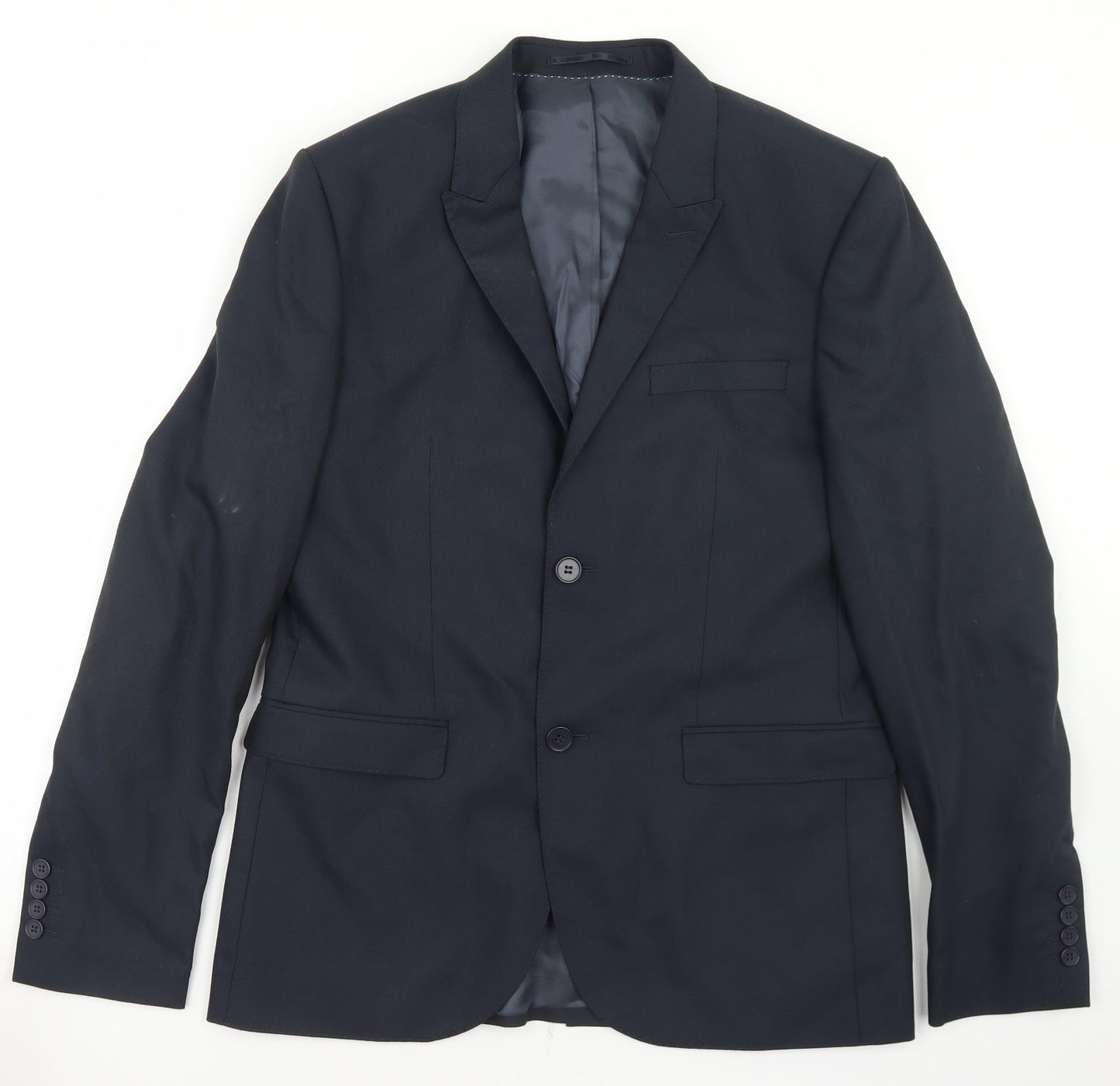 Topman Mens Blue Striped Polyester Jacket Blazer Size 40