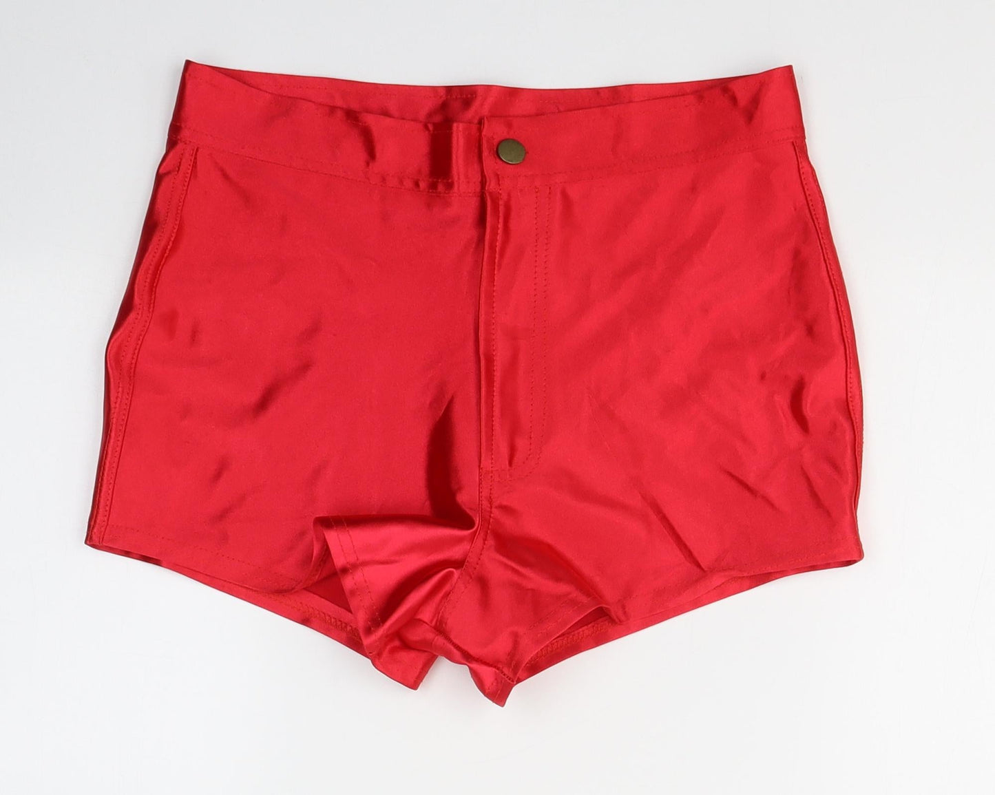 Preworn Womens Red  Polyester Hot Pants Shorts Size M L3 in Regular Button