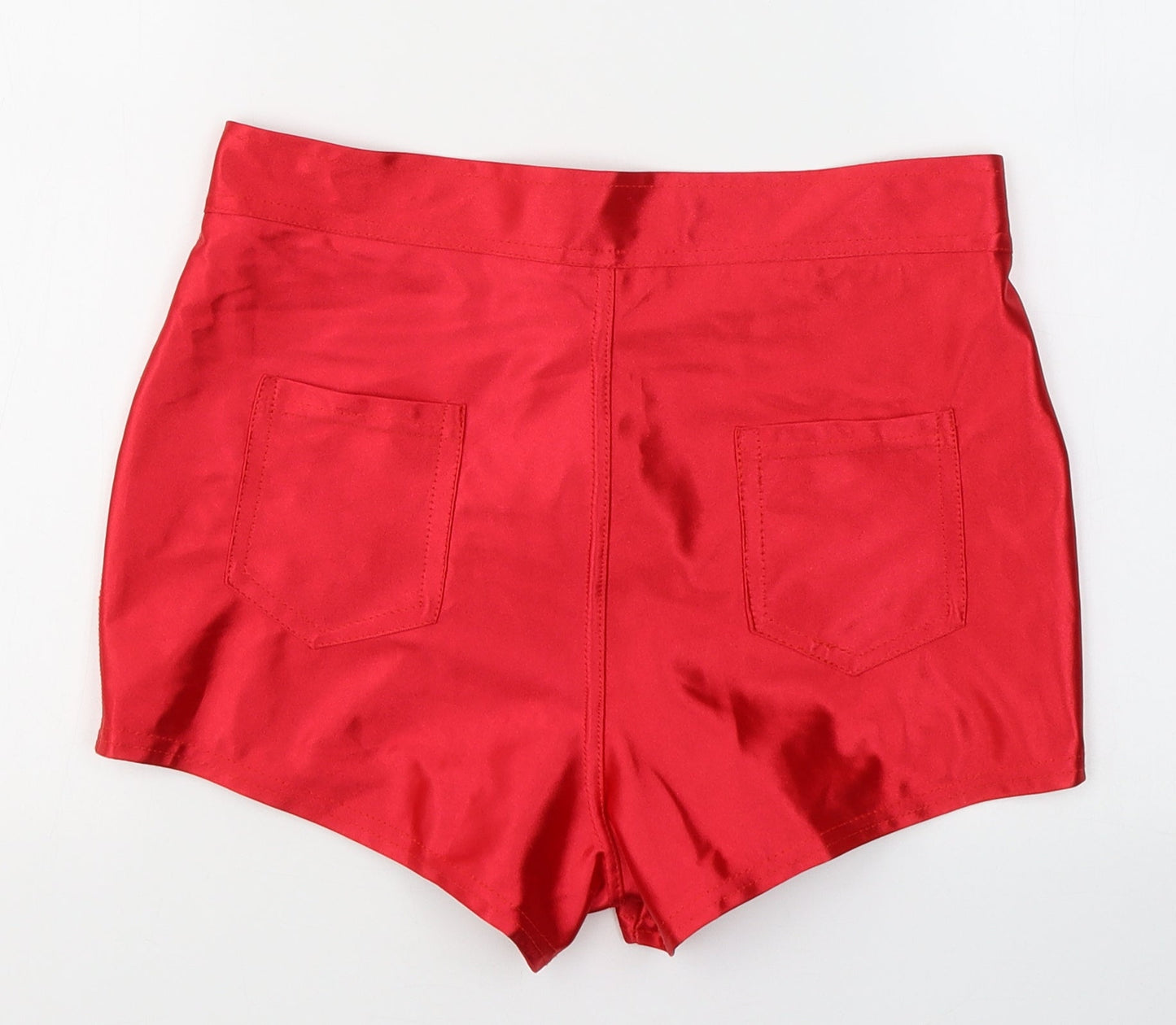 Preworn Womens Red  Polyester Hot Pants Shorts Size M L3 in Regular Button