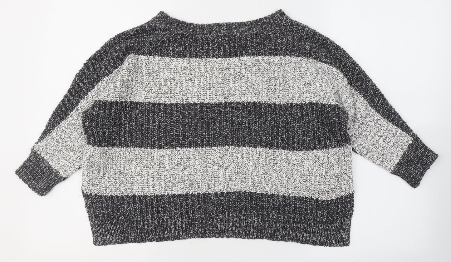 Hollister Womens Grey Round Neck  Cotton Pullover Jumper Size XS
