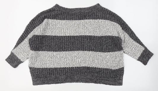 Hollister Womens Grey Round Neck  Cotton Pullover Jumper Size XS