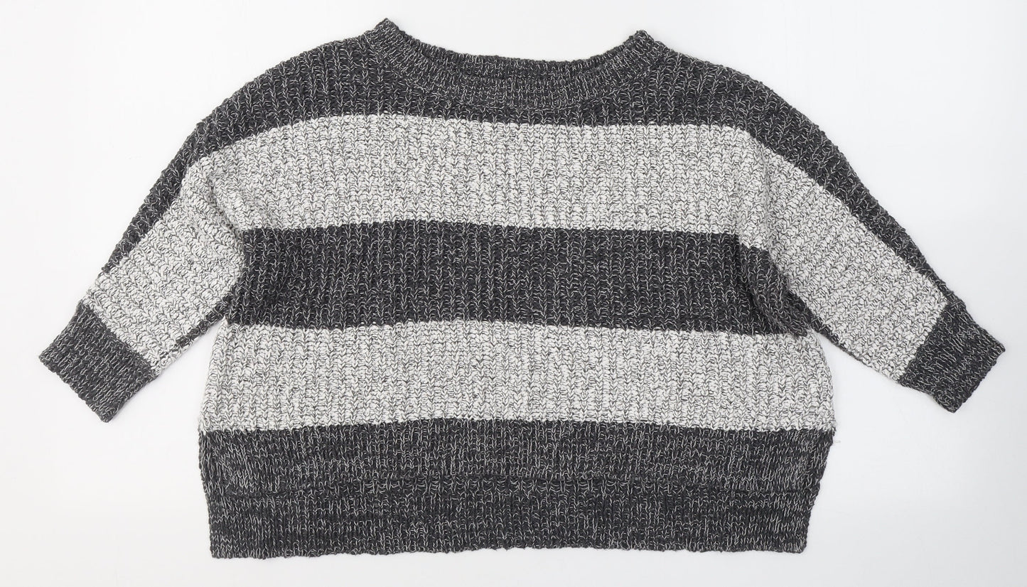 Hollister Womens Grey Round Neck  Cotton Pullover Jumper Size XS
