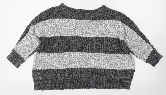 Hollister Womens Grey Round Neck  Cotton Pullover Jumper Size XS