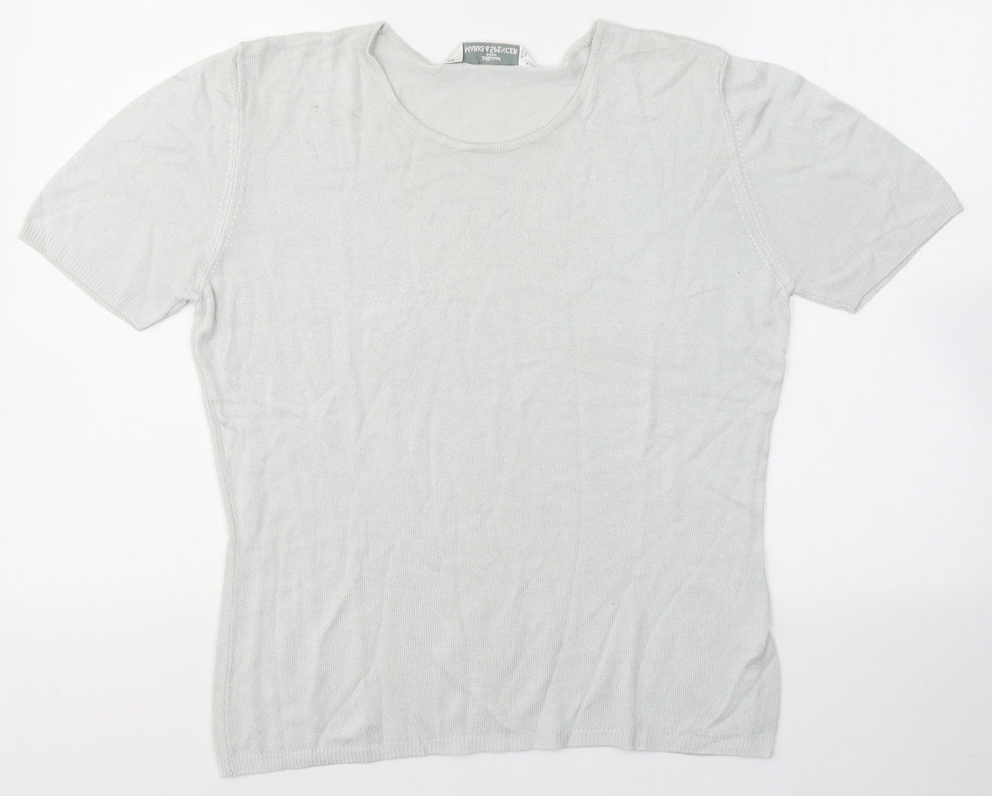Marks and Spencer Womens Grey  Viscose Jersey T-Shirt Size 12 Round Neck