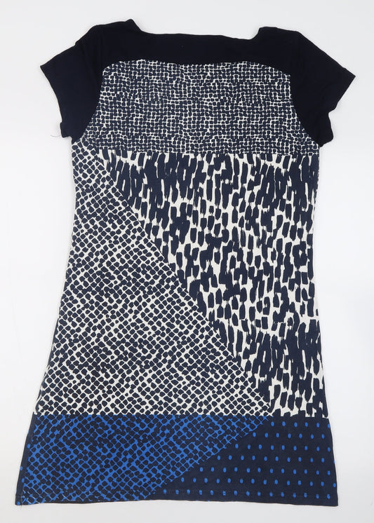 Paramour Womens Blue Plaid Viscose T-Shirt Dress  Size L  Crew Neck Pullover