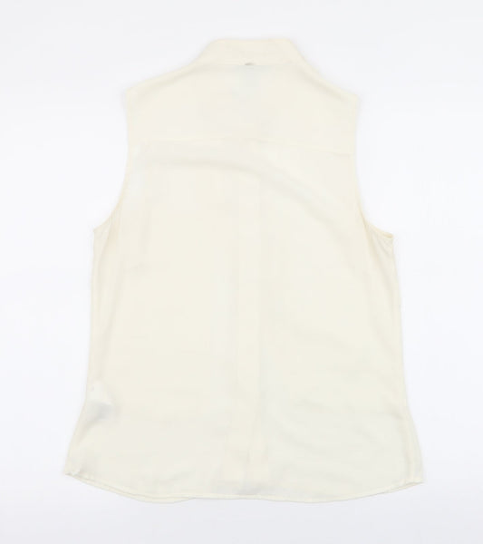 H&M Womens Ivory  Polyester Basic Blouse Size 8 Round Neck