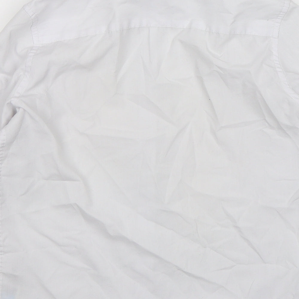 Marks and Spencer Girls White  Polyester Basic Button-Up Size 9-10 Years Collared Button