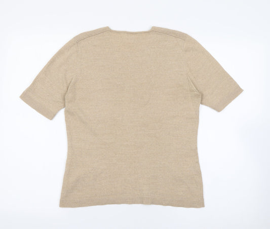 Country Casuals Womens Beige Round Neck  Wool Pullover Jumper Size M