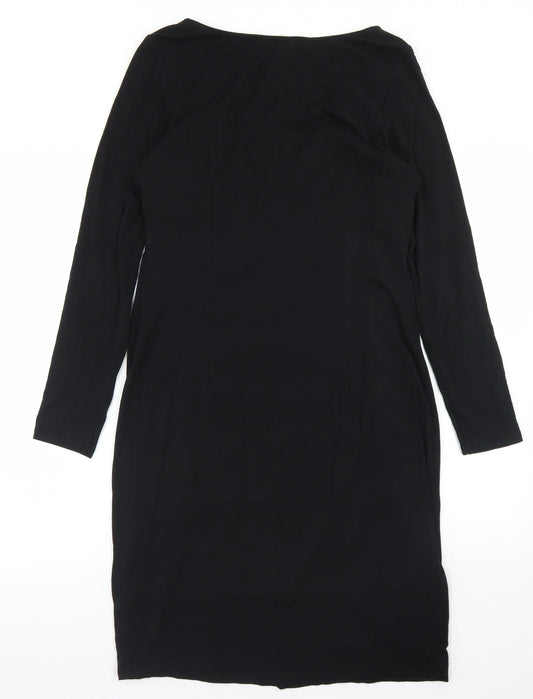 Per Una Womens Black  Viscose Sheath  Size 12  Round Neck  - Lace Trime