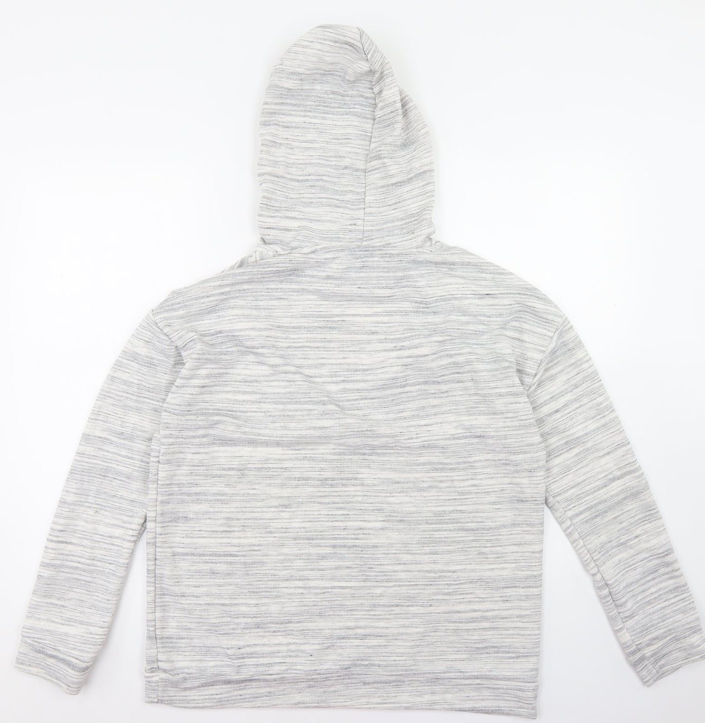 Matalan Womens Grey Striped Polyester Pullover Hoodie Size M
