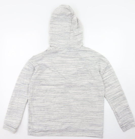 Matalan Womens Grey Striped Polyester Pullover Hoodie Size M