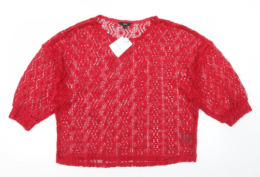 NEXT Womens Red Round Neck  Polyester Pullover Jumper Size 16
