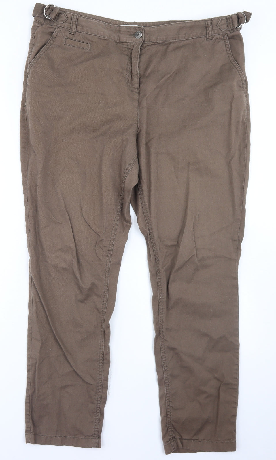 NEXT Womens Brown  Polyester Chino Trousers Size 38 in L28 in Regular Button